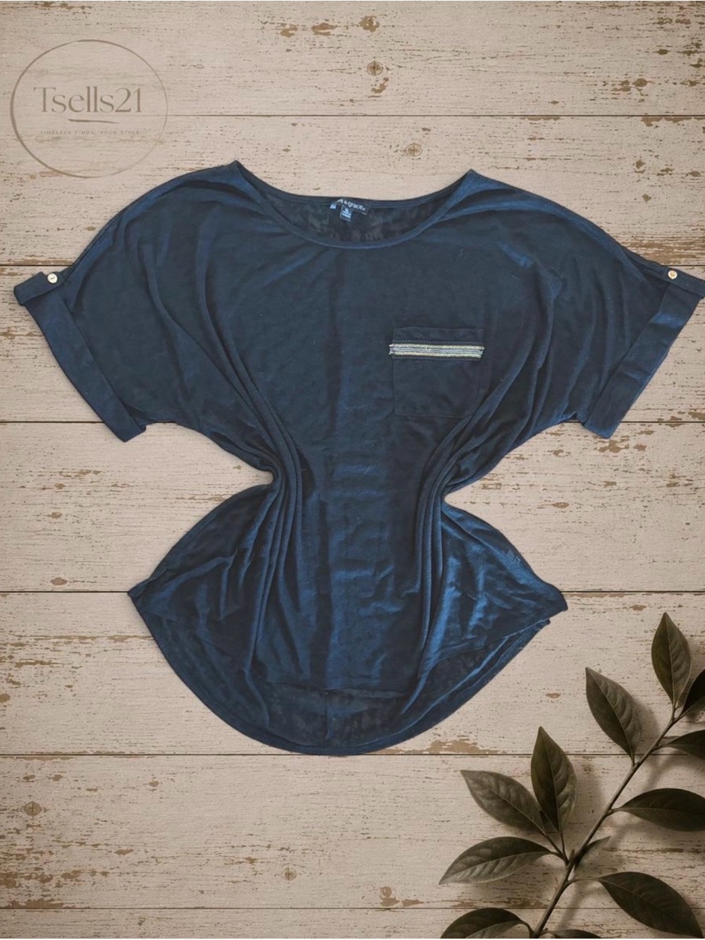 Ava & Grace Black Dolman Top - Size XL
